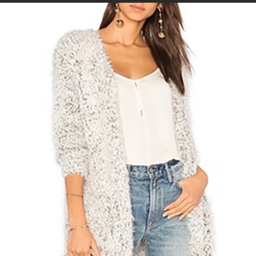 Kensie Black And White Fuzzy
Eyelash Open Front Cardigan